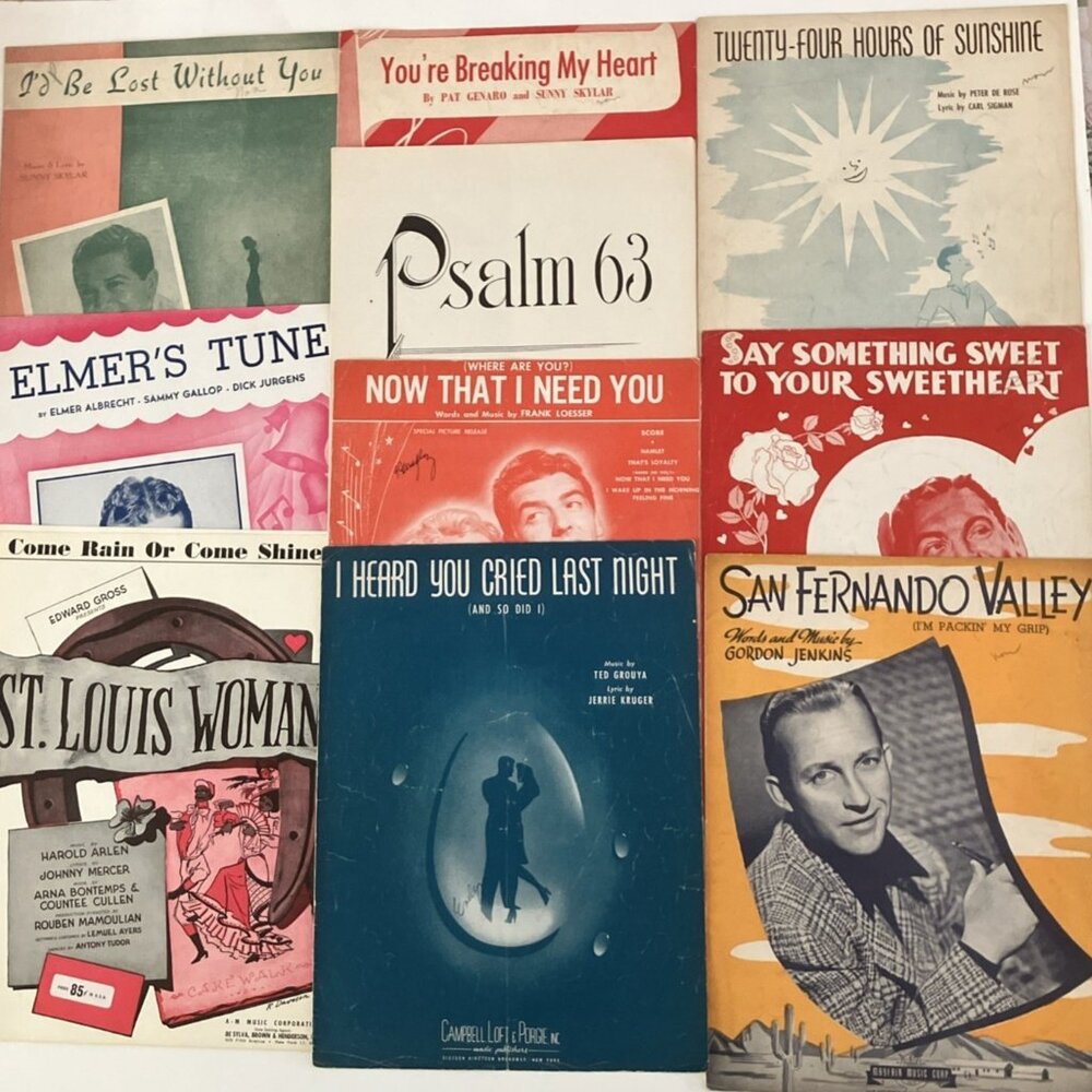 1940s Vintage Sheet Music Lot Come Rain or Come Shine Elmers Tune Psalm 63 jk30